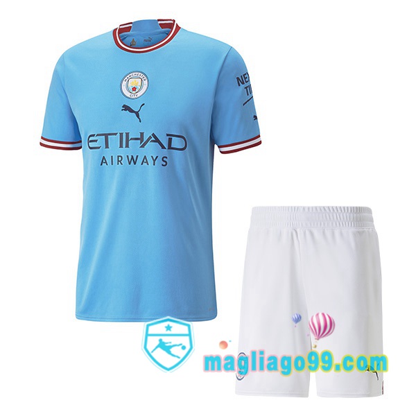 Magliago - Passione Maglie Thai Affidabili Basso Costo Online Shop | Maglia Calcio Manchester City Bambino Prima Blu 2022/2023