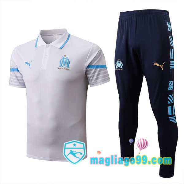 Magliago - Passione Maglie Thai Affidabili Basso Costo Online Shop | Marsiglia OM Polo Maglia Uomo + Pantaloni Bianco 2022/2023