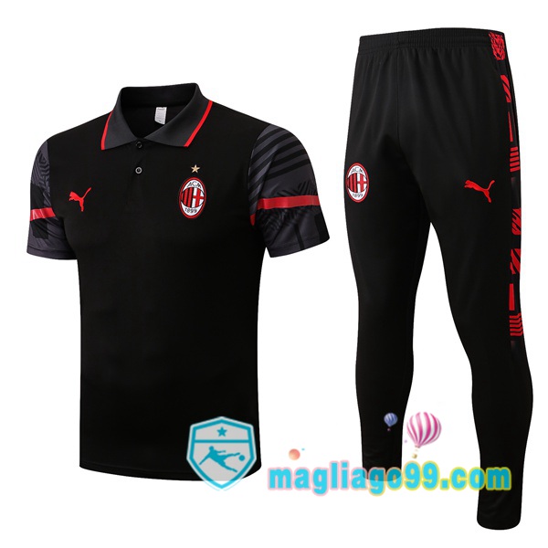 Magliago - Passione Maglie Thai Affidabili Basso Costo Online Shop | AC Milan Polo Maglia Uomo + Pantaloni Nero 2022/2023
