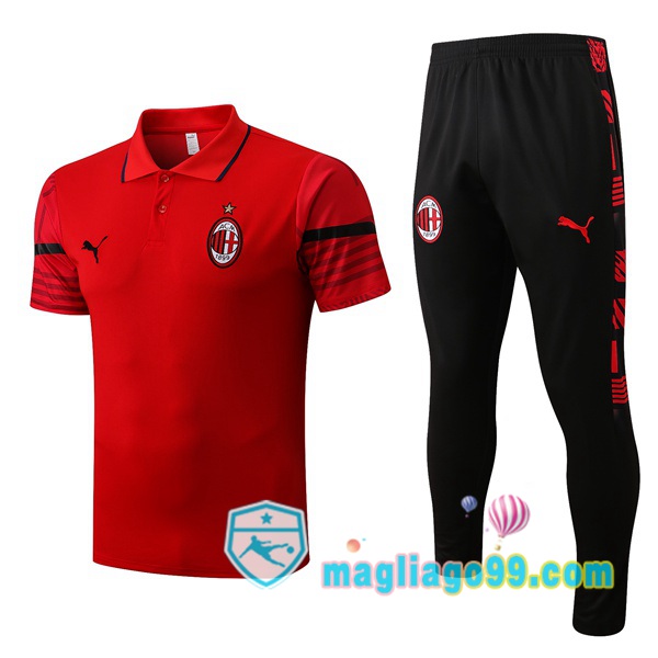 Magliago - Passione Maglie Thai Affidabili Basso Costo Online Shop | AC Milan Polo Maglia Uomo + Pantaloni Rosso 2022/2023