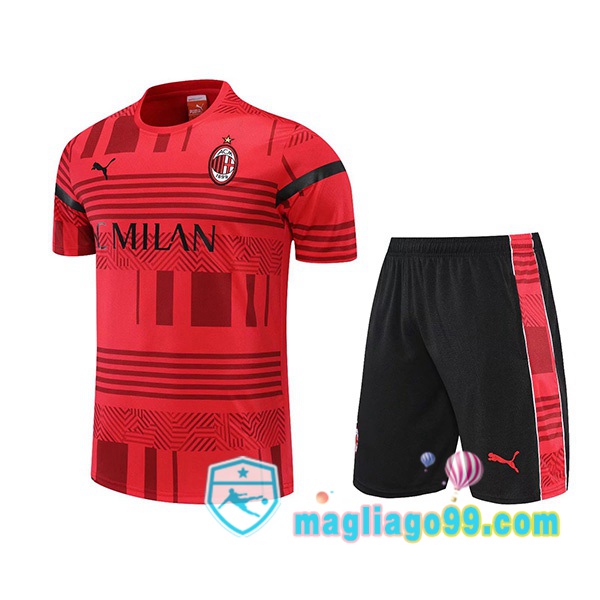Magliago - Passione Maglie Thai Affidabili Basso Costo Online Shop | Tuta Maglie Allenamento AC Milan + Shorts Rosso 2022/2023