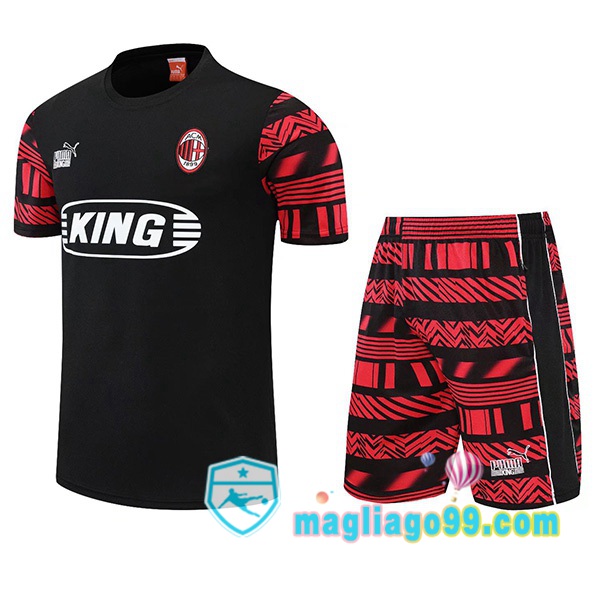 Magliago - Passione Maglie Thai Affidabili Basso Costo Online Shop | Tuta Maglie Allenamento AC Milan + Shorts Nero 2022/2023
