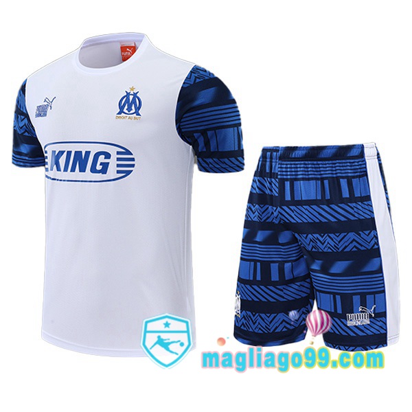 Magliago - Passione Maglie Thai Affidabili Basso Costo Online Shop | Tuta Maglie Allenamento Marsiglia OM + Shorts Bianco 2022/2023