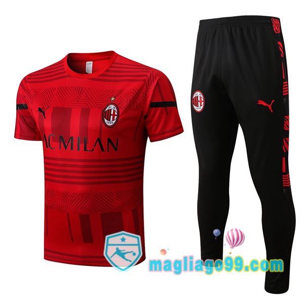 Magliago - Passione Maglie Thai Affidabili Basso Costo Online Shop | Tuta Maglie Allenamento AC Milan + Pantaloni Rosso 2022/2023