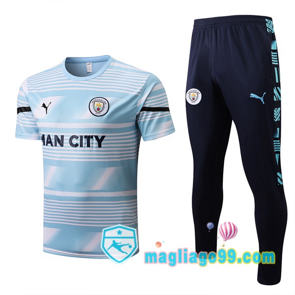 Magliago - Passione Maglie Thai Affidabili Basso Costo Online Shop | Tuta Maglie Allenamento Manchester City + Pantaloni Blu Bianco 2022/2023