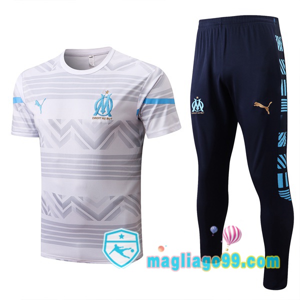 Magliago - Passione Maglie Thai Affidabili Basso Costo Online Shop | Tuta Maglie Allenamento Marsiglia OM + Pantaloni Bianco 2022/2023