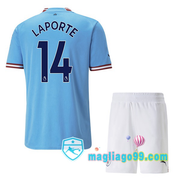 Magliago - Passione Maglie Thai Affidabili Basso Costo Online Shop | Maglia Calcio Manchester City (Aymeric Laporte 14) Bambino Prima Blu 2022/2023