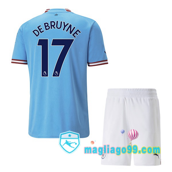 Magliago - Passione Maglie Thai Affidabili Basso Costo Online Shop | Maglia Calcio Manchester City (Kevin De Bruyne 17) Bambino Prima Blu 2022/2023