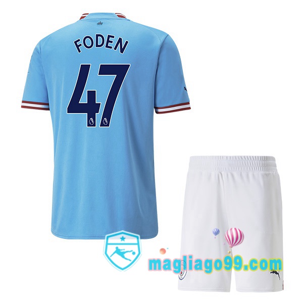 Magliago - Passione Maglie Thai Affidabili Basso Costo Online Shop | Maglia Calcio Manchester City (Phil Foden 47) Bambino Prima Blu 2022/2023