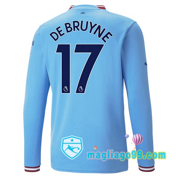 Magliago - Passione Maglie Thai Affidabili Basso Costo Online Shop | Maglia Calcio Manchester City (Kevin De Bruyne 17) Prima Maniche Lunghe Blu 2022/2023