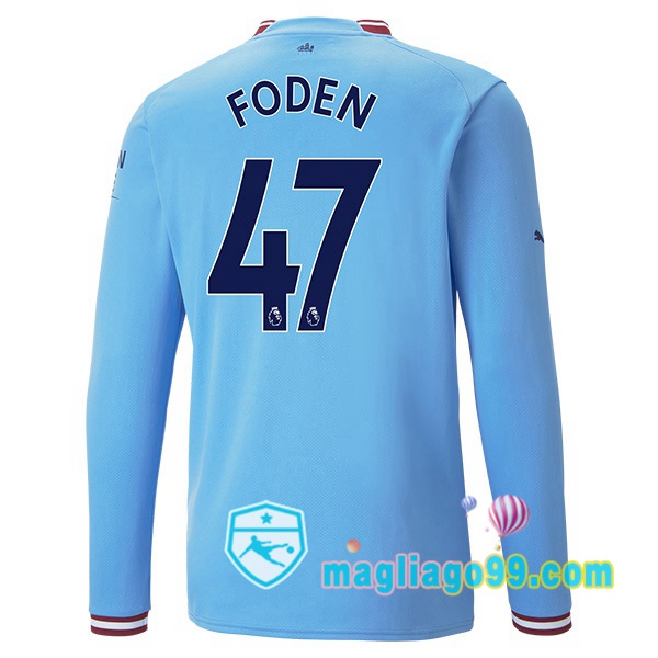 Magliago - Passione Maglie Thai Affidabili Basso Costo Online Shop | Maglia Calcio Manchester City (Phil Foden 47) Prima Maniche Lunghe Blu 2022/2023
