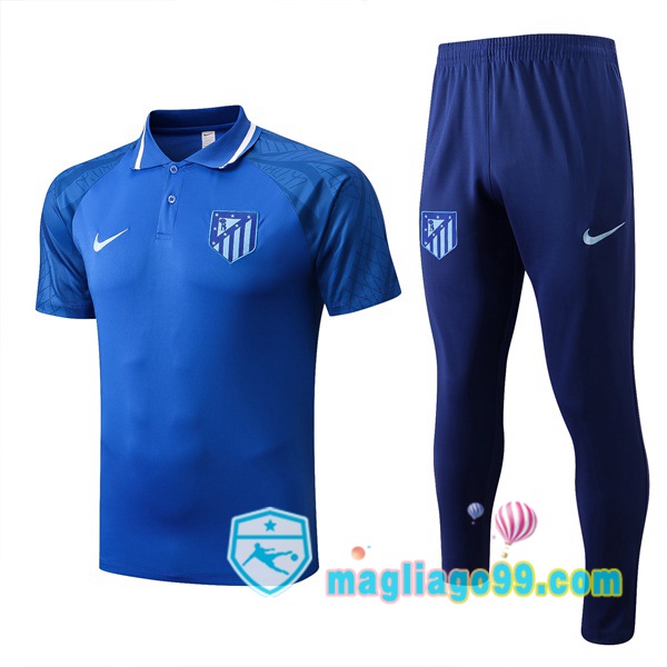 Magliago - Passione Maglie Thai Affidabili Basso Costo Online Shop | Atletico Madrid Polo Maglia Uomo + Pantaloni Blu 2022/2023