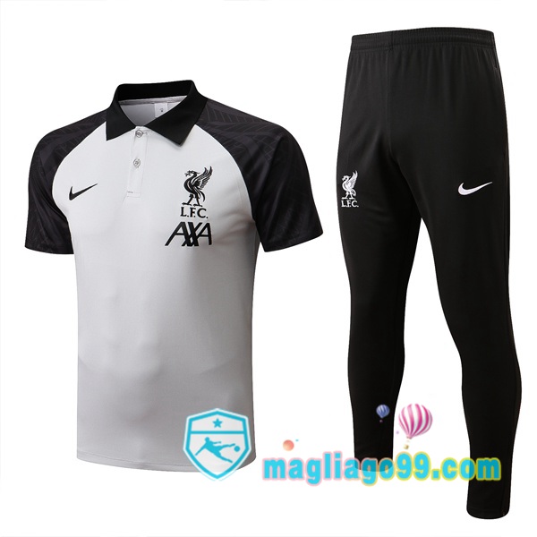 Magliago - Passione Maglie Thai Affidabili Basso Costo Online Shop | FC Liverpool Polo Maglia Uomo + Pantaloni Grigio Nero 2022/2023