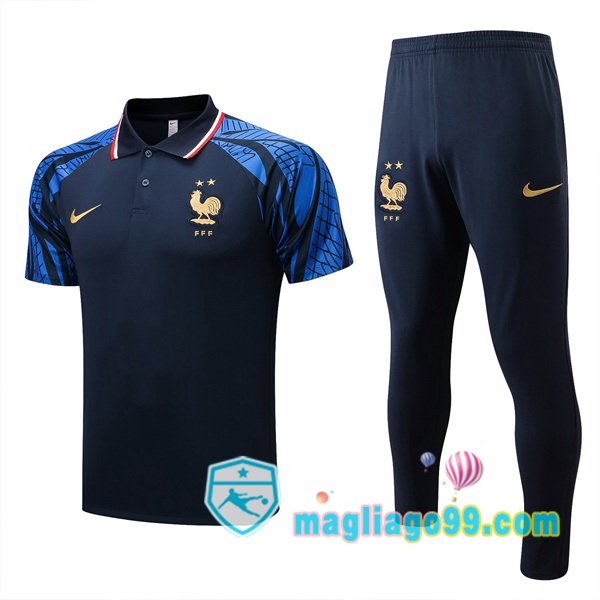Magliago - Passione Maglie Thai Affidabili Basso Costo Online Shop | Francia Polo Maglia Uomo + Pantaloni Blu Royal 2022/2023