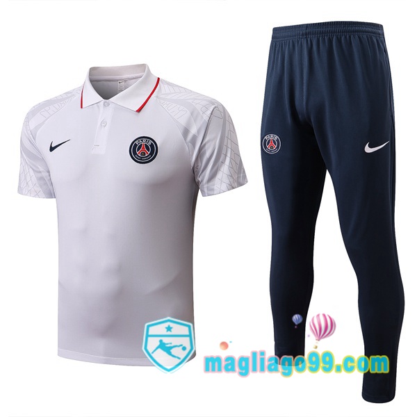 Magliago - Passione Maglie Thai Affidabili Basso Costo Online Shop | Paris PSG Polo Maglia Uomo + Pantaloni Bianco 2022/2023