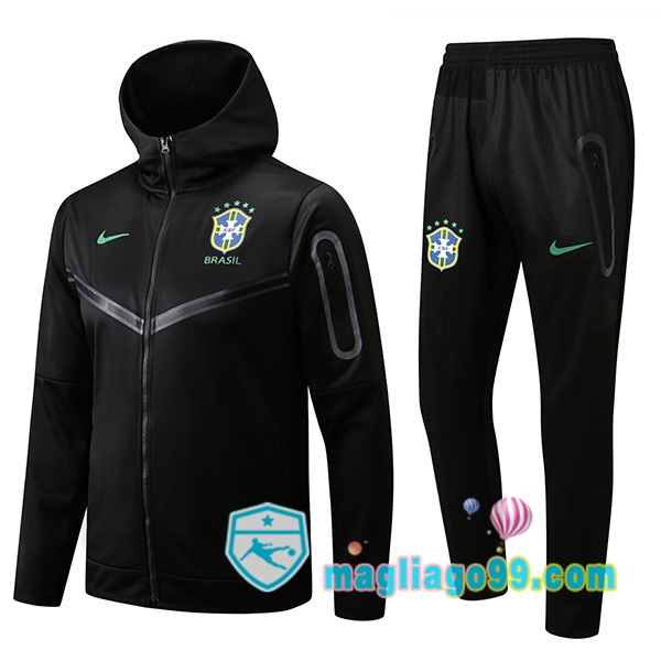 Magliago - Passione Maglie Thai Affidabili Basso Costo Online Shop | Giacca Con Cappuccio Brasile Nero 2022/2023