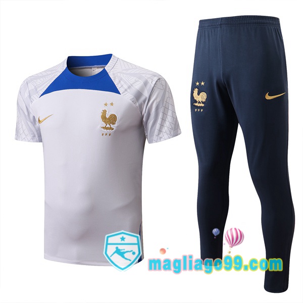 Magliago - Passione Maglie Thai Affidabili Basso Costo Online Shop | Tuta Maglie Allenamento Francia + Pantaloni Bianco 2022/2023