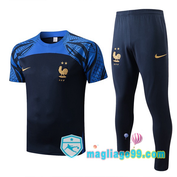 Magliago - Passione Maglie Thai Affidabili Basso Costo Online Shop | Tuta Maglie Allenamento Francia + Pantaloni Blu Royal 2022/2023