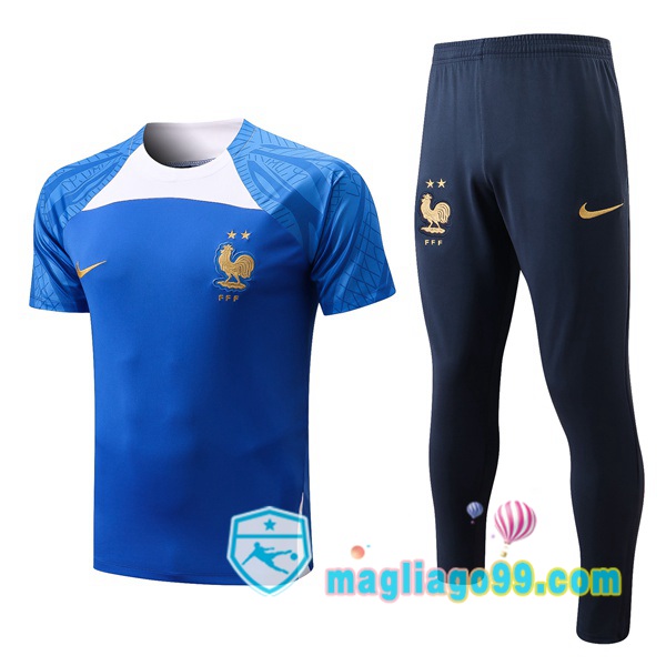 Magliago - Passione Maglie Thai Affidabili Basso Costo Online Shop | Tuta Maglie Allenamento Francia + Pantaloni Blu 2022/2023