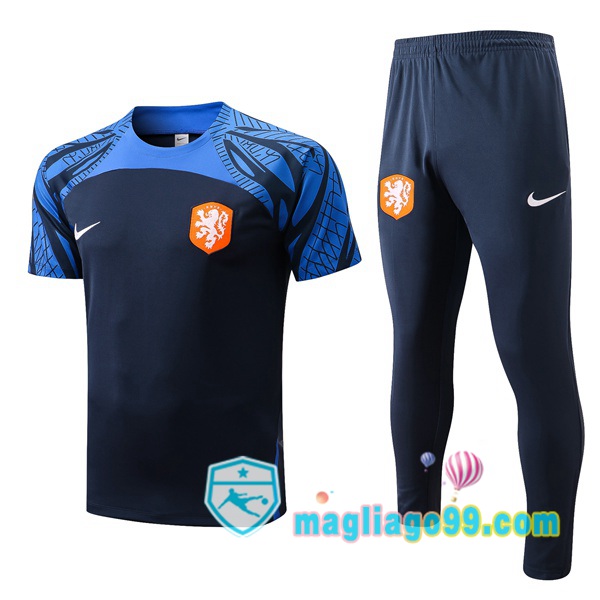Magliago - Passione Maglie Thai Affidabili Basso Costo Online Shop | Tuta Maglie Allenamento Paesi Bassi + Pantaloni Blu Royal 2022/2023