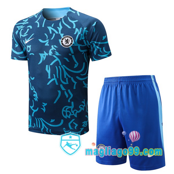 Magliago - Passione Maglie Thai Affidabili Basso Costo Online Shop | Tuta Maglie Allenamento FC Chelsea + Shorts Blu 2022/2023