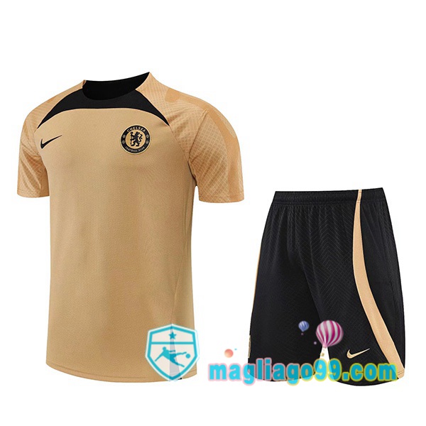 Magliago - Passione Maglie Thai Affidabili Basso Costo Online Shop | Tuta Maglie Allenamento FC Chelsea + Shorts Giallo 2022/2023