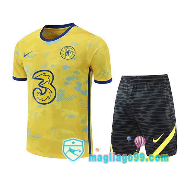 Magliago - Passione Maglie Thai Affidabili Basso Costo Online Shop | Tuta Maglie Allenamento FC Chelsea + Shorts Giallo 2022/2023
