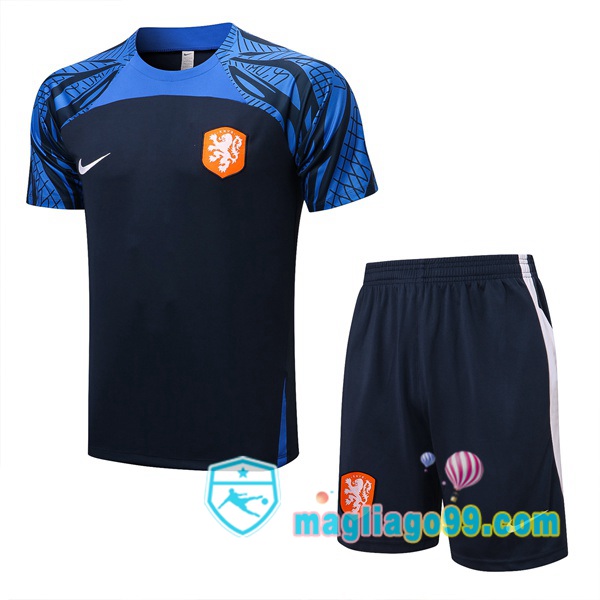 Magliago - Passione Maglie Thai Affidabili Basso Costo Online Shop | Tuta Maglie Allenamento Paesi Bassi + Shorts Blu Royal 2022/2023
