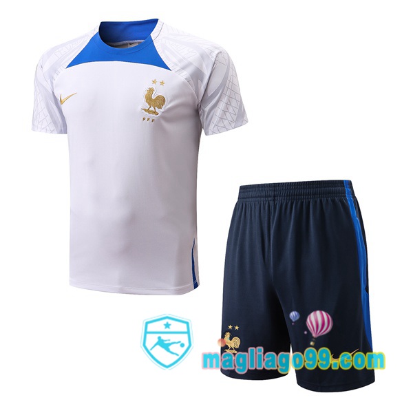 Magliago - Passione Maglie Thai Affidabili Basso Costo Online Shop | Tuta Maglie Allenamento Francia + Shorts Bianco 2022/2023