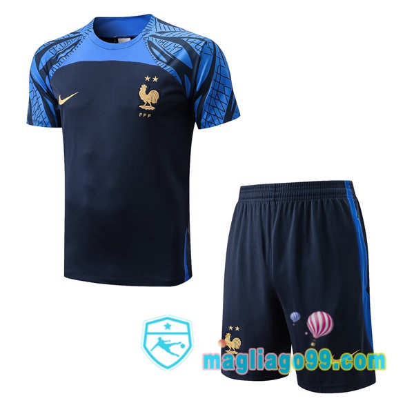 Magliago - Passione Maglie Thai Affidabili Basso Costo Online Shop | Tuta Maglie Allenamento Francia + Shorts Blu Royal 2022/2023