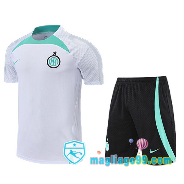 Magliago - Passione Maglie Thai Affidabili Basso Costo Online Shop | Tuta Maglie Allenamento Inter Milan + Shorts Bianco 2022/2023