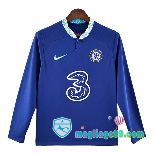 Magliago - Passione Maglie Thai Affidabili Basso Costo Online Shop | Maglia Calcio FC Chelsea Prima Maniche Lunghe Blu 2022/2023