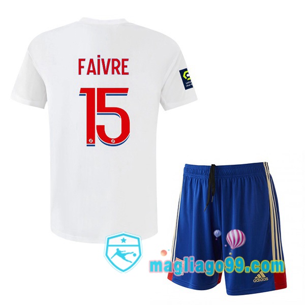 Magliago - Passione Maglie Thai Affidabili Basso Costo Online Shop | Maglia Lyon OL (FAIVRE 15) Bambino Prima Bianco 2022/2023