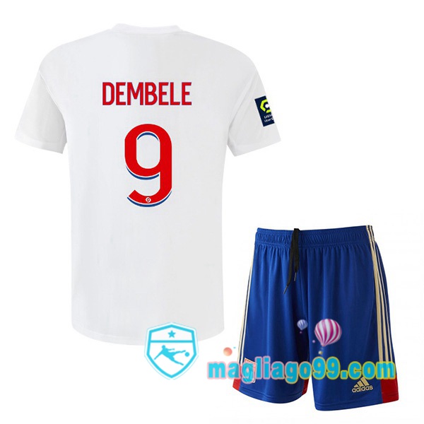 Magliago - Passione Maglie Thai Affidabili Basso Costo Online Shop | Maglia Lyon OL (DEMBELE 9) Bambino Prima Bianco 2022/2023