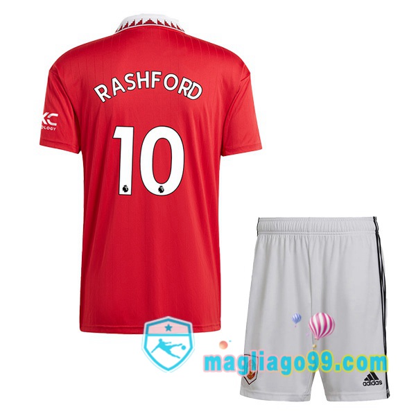 Magliago - Passione Maglie Thai Affidabili Basso Costo Online Shop | Maglia Manchester United (RASHFORD 10) Bambino Prima Rosso 2022/2023