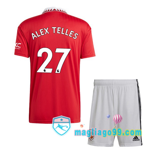 Magliago - Passione Maglie Thai Affidabili Basso Costo Online Shop | Maglia Manchester United (ALEX TELLES 27) Bambino Prima Rosso 2022/2023