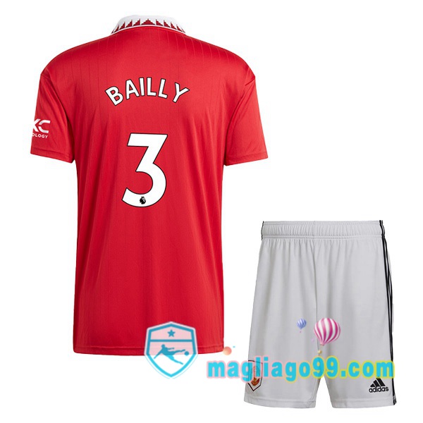 Magliago - Passione Maglie Thai Affidabili Basso Costo Online Shop | Maglia Manchester United (BAILLY 3) Bambino Prima Rosso 2022/2023