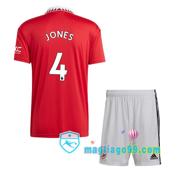 Magliago - Passione Maglie Thai Affidabili Basso Costo Online Shop | Maglia Manchester United (JONES 4) Bambino Prima Rosso 2022/2023