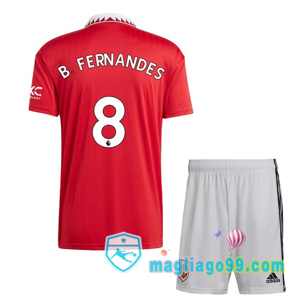 Magliago - Passione Maglie Thai Affidabili Basso Costo Online Shop | Maglia Manchester United (B. FERNANDES 8) Bambino Prima Rosso 2022/2023