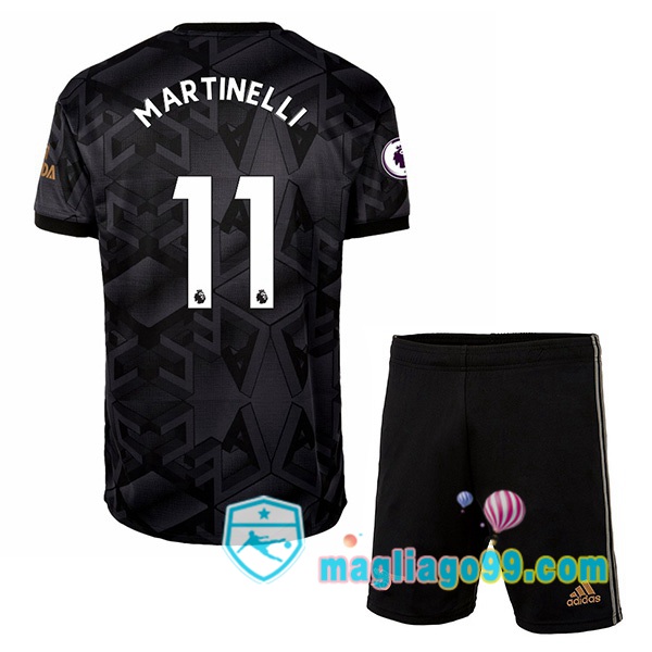 Magliago - Passione Maglie Thai Affidabili Basso Costo Online Shop | Maglia Arsenal (MARTINELLI 11) Bambino Seconda Nero 2022/2023