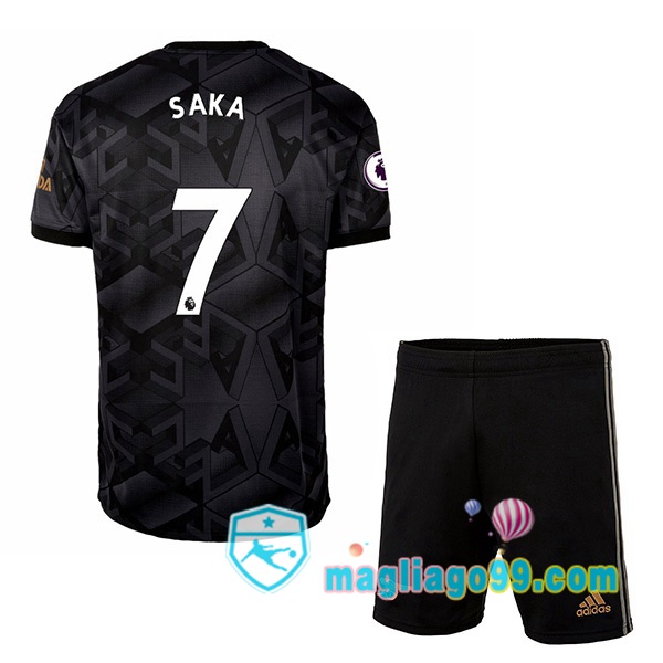 Magliago - Passione Maglie Thai Affidabili Basso Costo Online Shop | Maglia Arsenal (SAKA 7) Bambino Seconda Nero 2022/2023