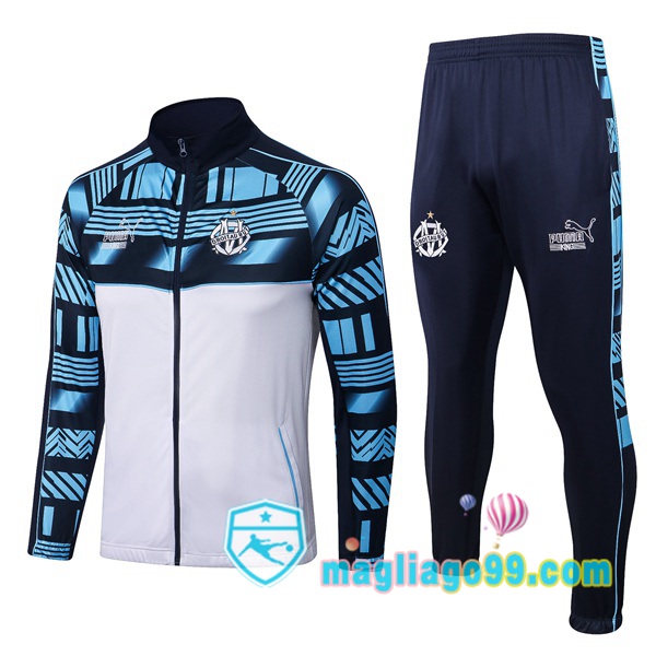Magliago - Passione Maglie Thai Affidabili Basso Costo Online Shop | Giacca Da Allenamento Marsiglia OM Bianco Blu 2022/2023