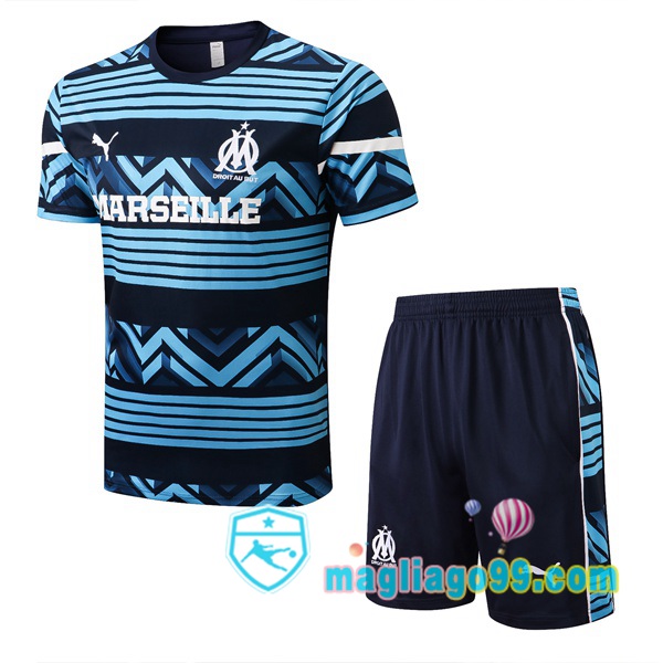 Magliago - Passione Maglie Thai Affidabili Basso Costo Online Shop | Tuta Maglie Allenamento Marsiglia OM + Shorts Blu Royal 2022/2023