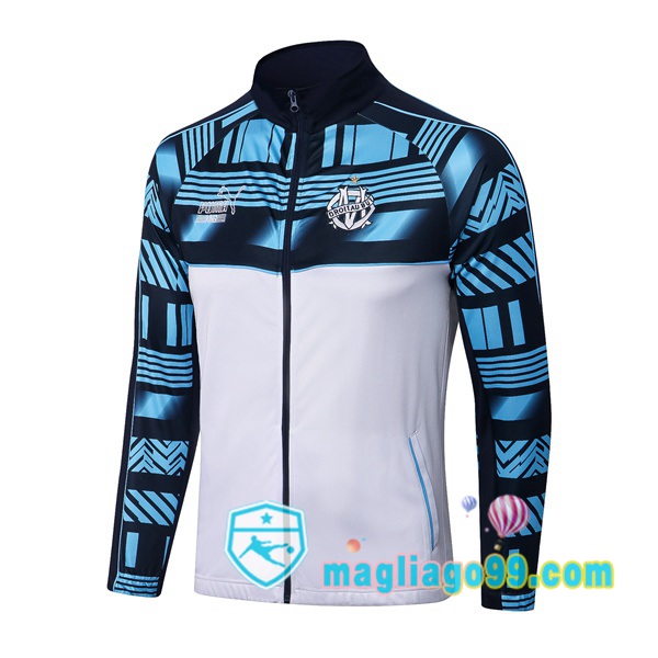 Magliago - Passione Maglie Thai Affidabili Basso Costo Online Shop | Giacca Da Allenamento Marsiglia OM Bianco Blu 2022/2023