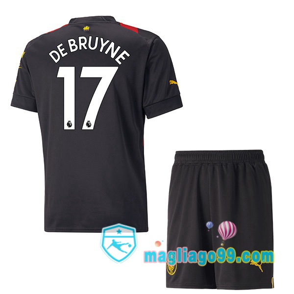 Magliago - Passione Maglie Thai Affidabili Basso Costo Online Shop | Maglia Manchester City (Kevin De Bruyne 17) Bambino Seconda Rosso Nero 2022/2023