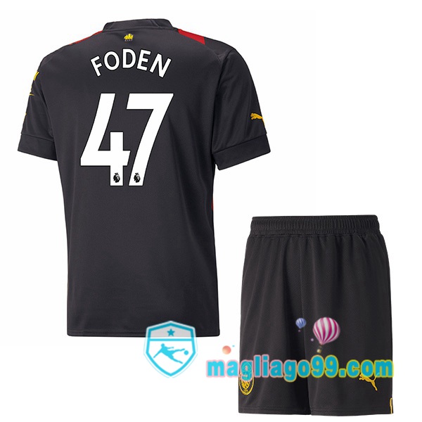 Magliago - Passione Maglie Thai Affidabili Basso Costo Online Shop | Maglia Manchester City (Phil Foden 47) Bambino Seconda Rosso Nero 2022/2023