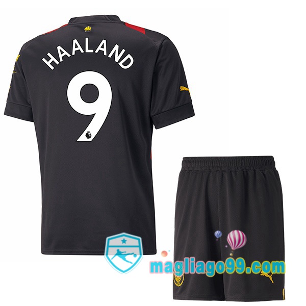 Magliago - Passione Maglie Thai Affidabili Basso Costo Online Shop | Maglia Manchester City (Erling Haaland 9) Bambino Seconda Rosso Nero 2022/2023