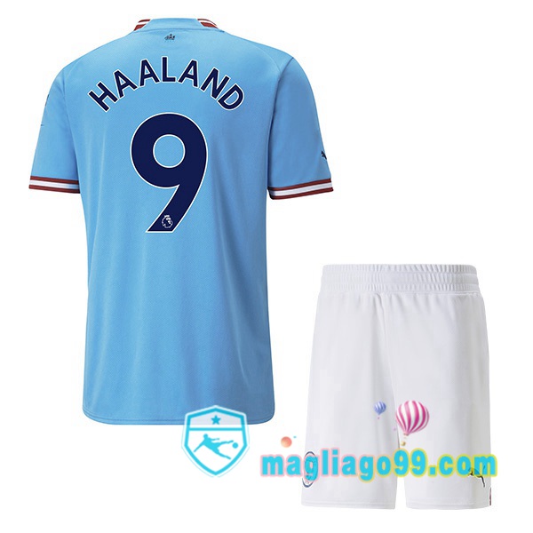 Magliago - Passione Maglie Thai Affidabili Basso Costo Online Shop | Maglia Manchester City (Erling Haaland 9) Bambino Prima Blu 2022/2023