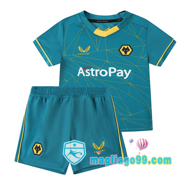 Magliago - Passione Maglie Thai Affidabili Basso Costo Online Shop | Maglia Wolves Bambino Seconda Blu 2022/2023
