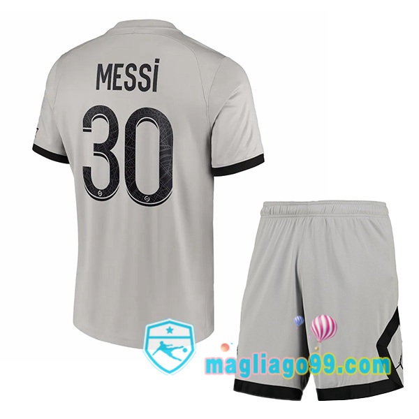 Magliago - Passione Maglie Thai Affidabili Basso Costo Online Shop | Maglia Paris PSG (Messi 30) Bambino Seconda Grigio 2022/2023